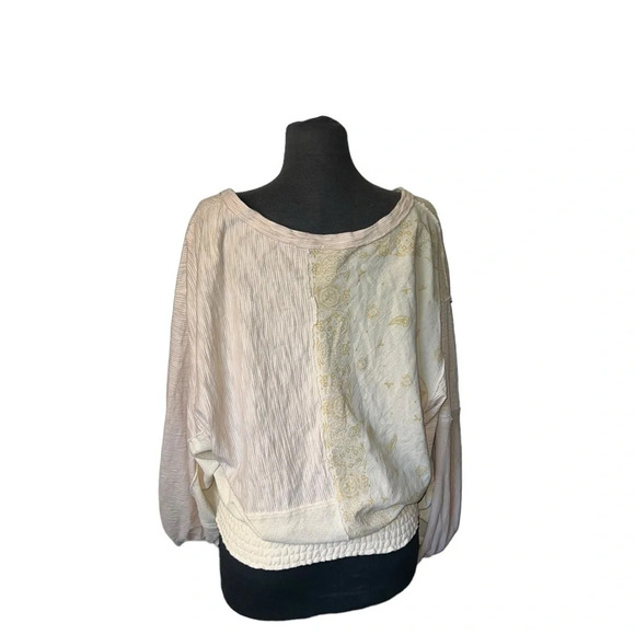 We The Free People sz S Eaglewood Bandana Patchwork Henley Embroidered T… - Picture 7 of 8